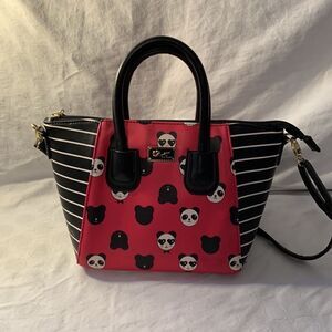 BETSEY JOHNSON PANDA PURSE BAG Preowned Crossbody or Handbag Hot Pink/Black